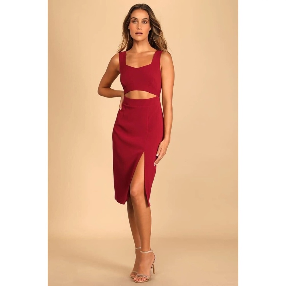 Lulus "Under My Spell" Wine Red Cutout Sleeveless Midi Dress Size Small NWT